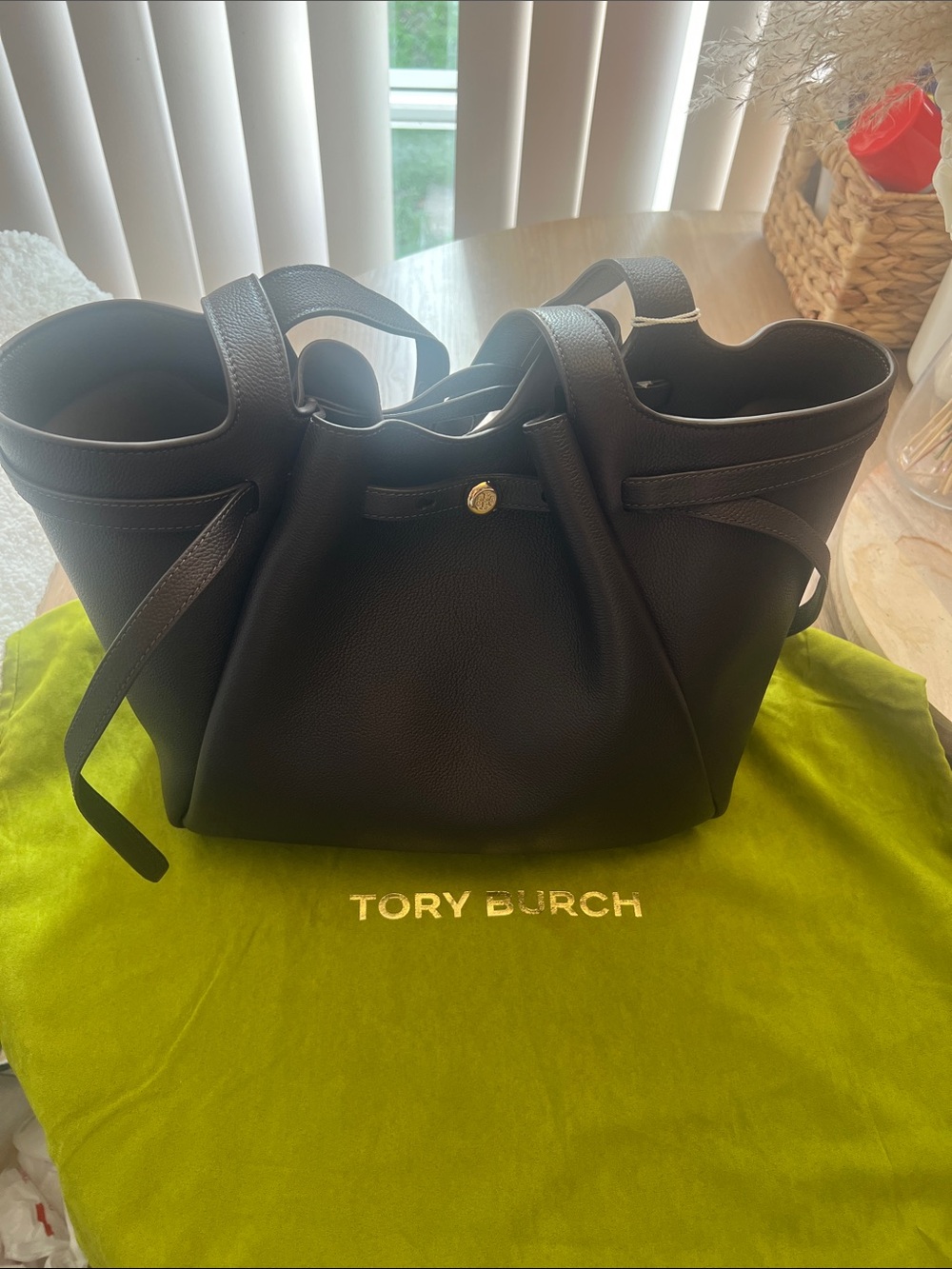 NWT Tory Burch Large Romy Leather Tote Bag, Deep Brown Leather - Picture 7 of 16